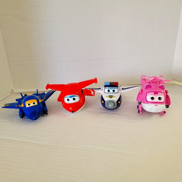 4 Super wings Transform a bots robot Paul Red Jett Blue Jerome Pink Dizzy Bundle - Picture 1 of 15